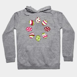 Eggs | Pink Green | Stripes | Dots | Clouds | White Hoodie